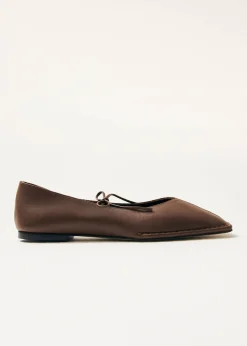 Sway Chestnut Brown Leather Ballet Flats|ALOHAS Best