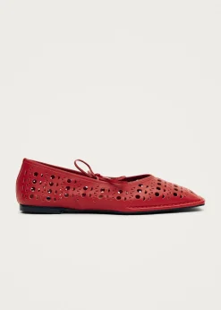 Sway Slit Red Leather Ballet Flats|ALOHAS Hot