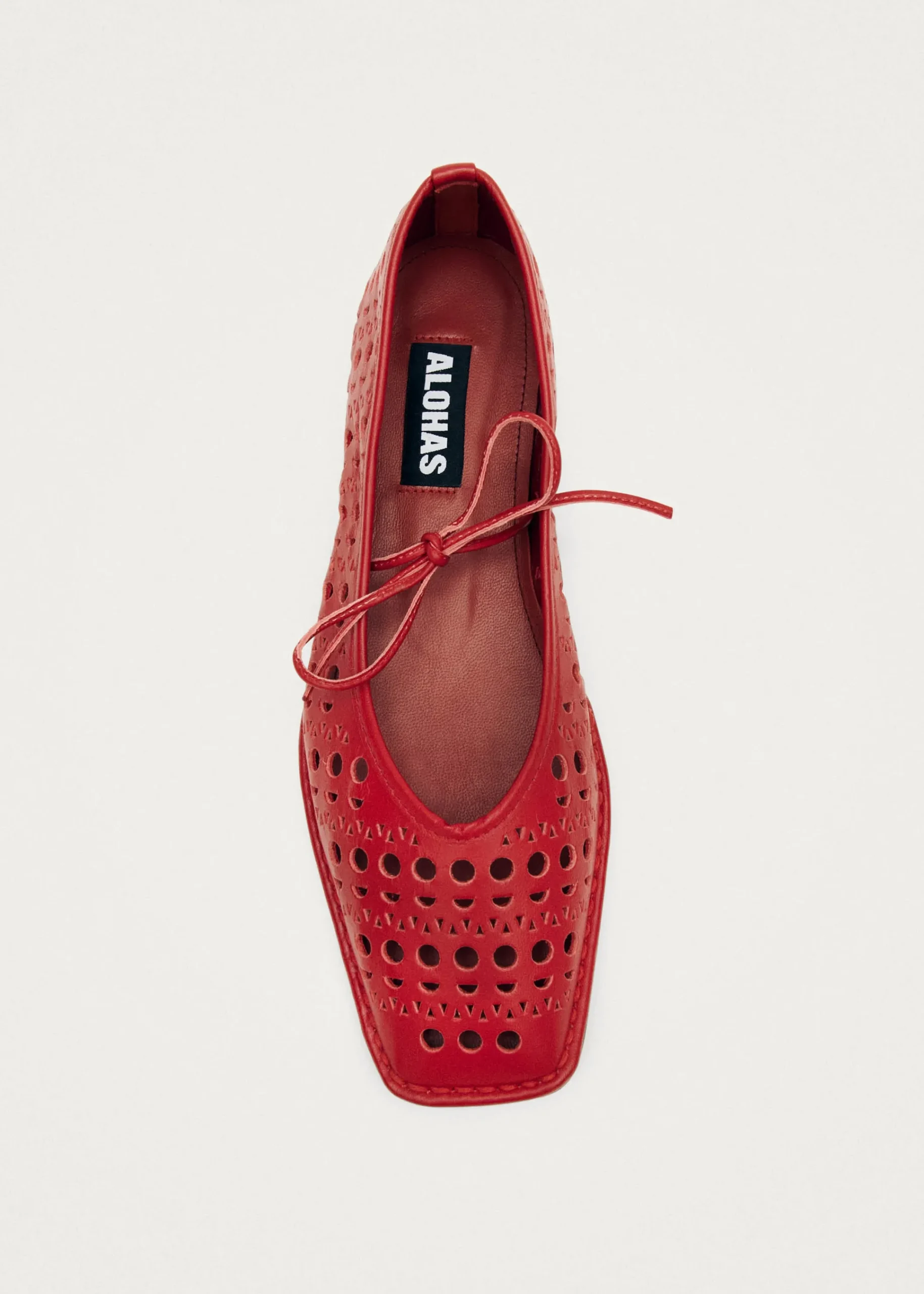 Sway Slit Red Leather Ballet Flats|ALOHAS Hot
