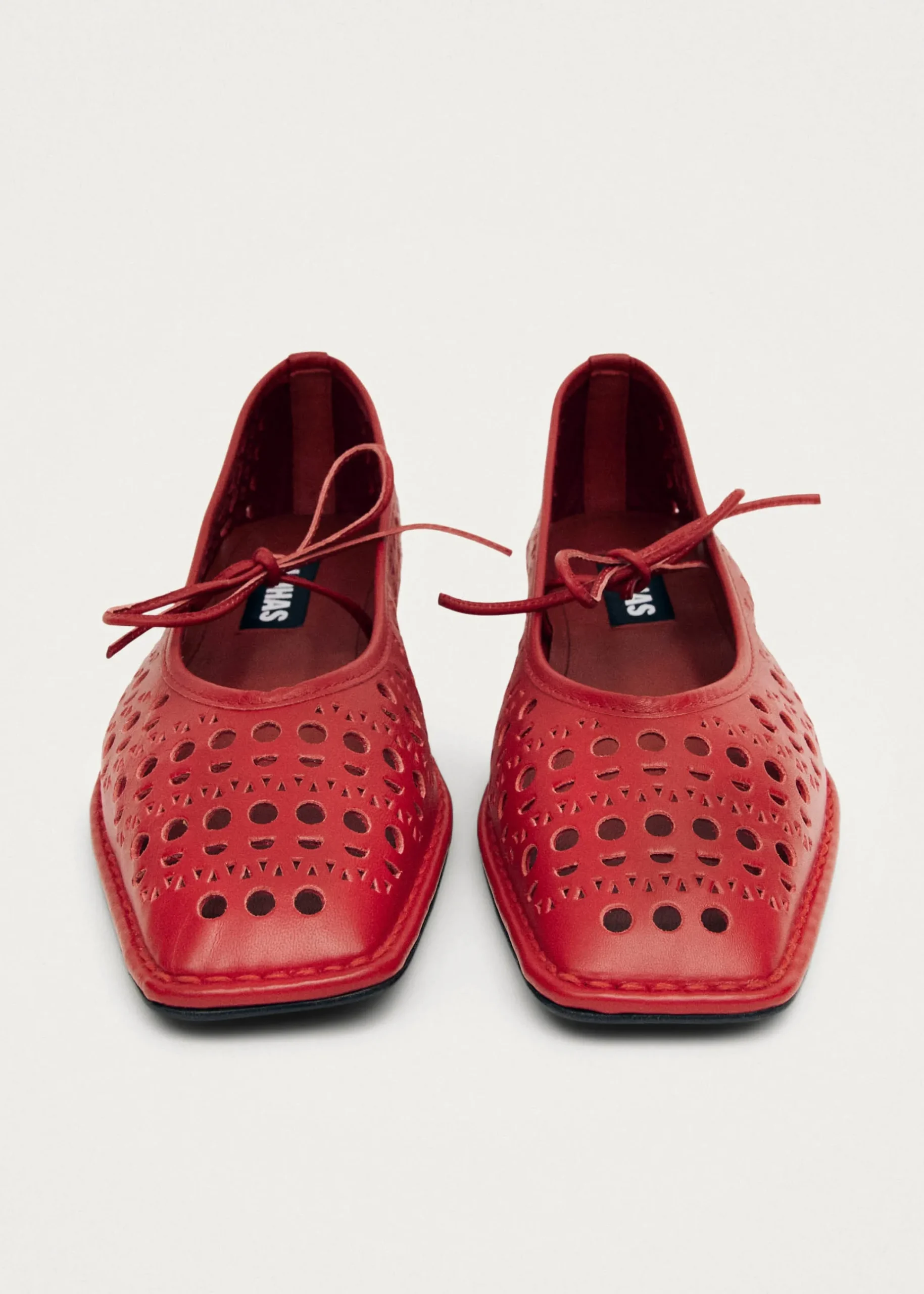 Sway Slit Red Leather Ballet Flats|ALOHAS Hot