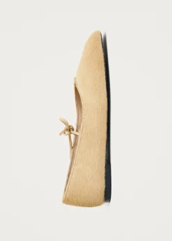 Sway Soft Beige Leather Ballet Flats|ALOHAS New