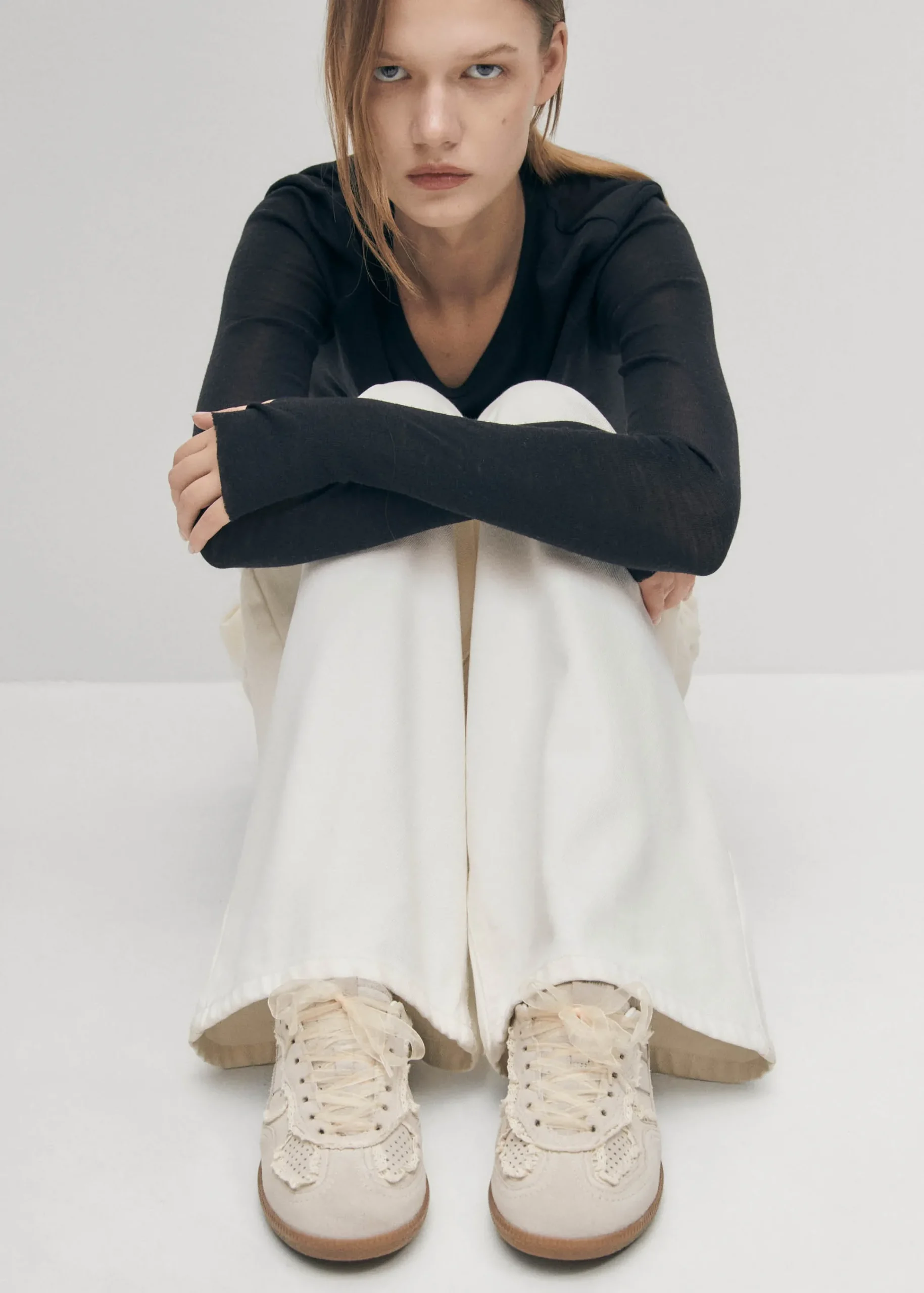 Tb.490 Crochet Cream Leather Sneakers|ALOHAS Discount