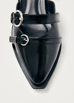 Thalara Onix Black Leather Ballet Flats|ALOHAS Discount
