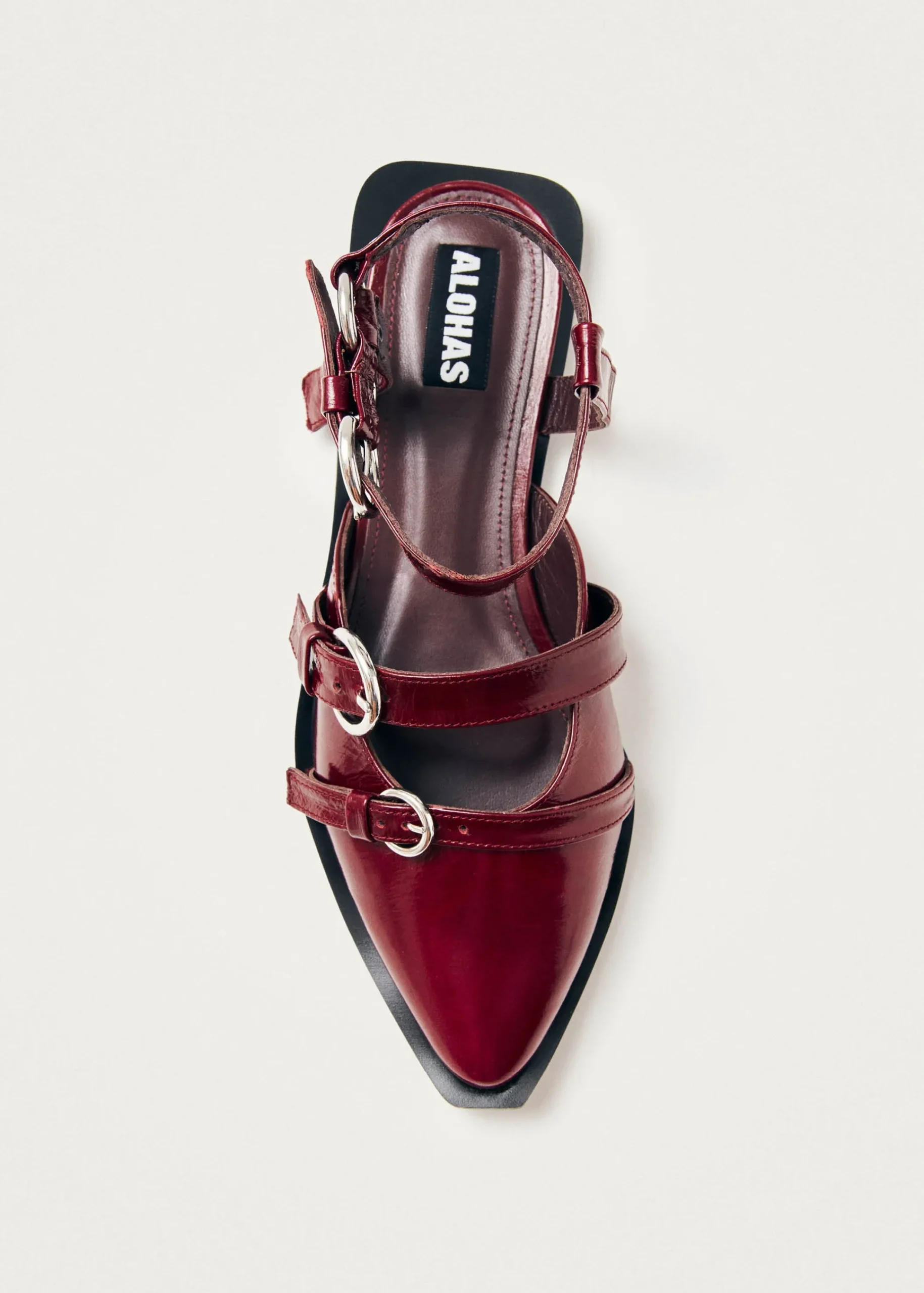 Thalara Onix Burgundy Leather Ballet Flats|ALOHAS Sale