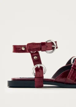 Thalara Onix Burgundy Leather Ballet Flats|ALOHAS Sale
