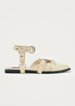 Thalara Onix Cream Leather Ballet Flats|ALOHAS New