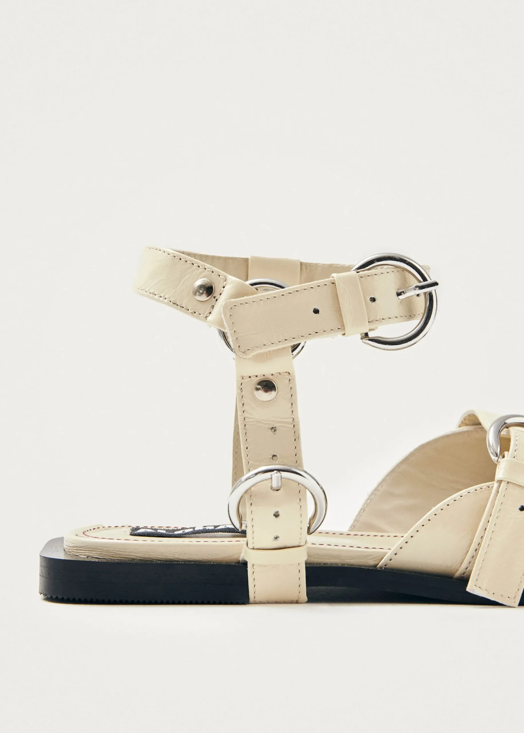 Thalara Onix Cream Leather Ballet Flats|ALOHAS New
