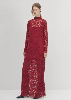 Tiban Lace Wine Dress|ALOHAS Online