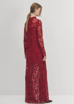 Tiban Lace Wine Dress|ALOHAS Online