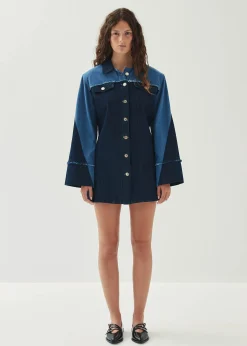Veden Bicolor Indigo Denim Dress|ALOHAS Fashion
