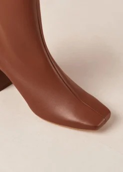 Watercolor Gingerbread Brown Vegan Leather Boots|ALOHAS Discount
