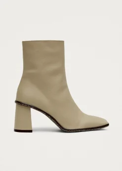 West Cactus Warm Sand Beige Vegan Leather Ankle Boots|ALOHAS New