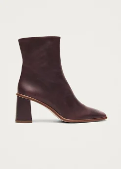 West Cape Wine Burgundy Leather Ankle Boots|ALOHAS Fashion