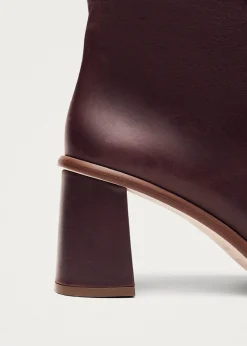 West Cape Wine Burgundy Leather Ankle Boots|ALOHAS Fashion