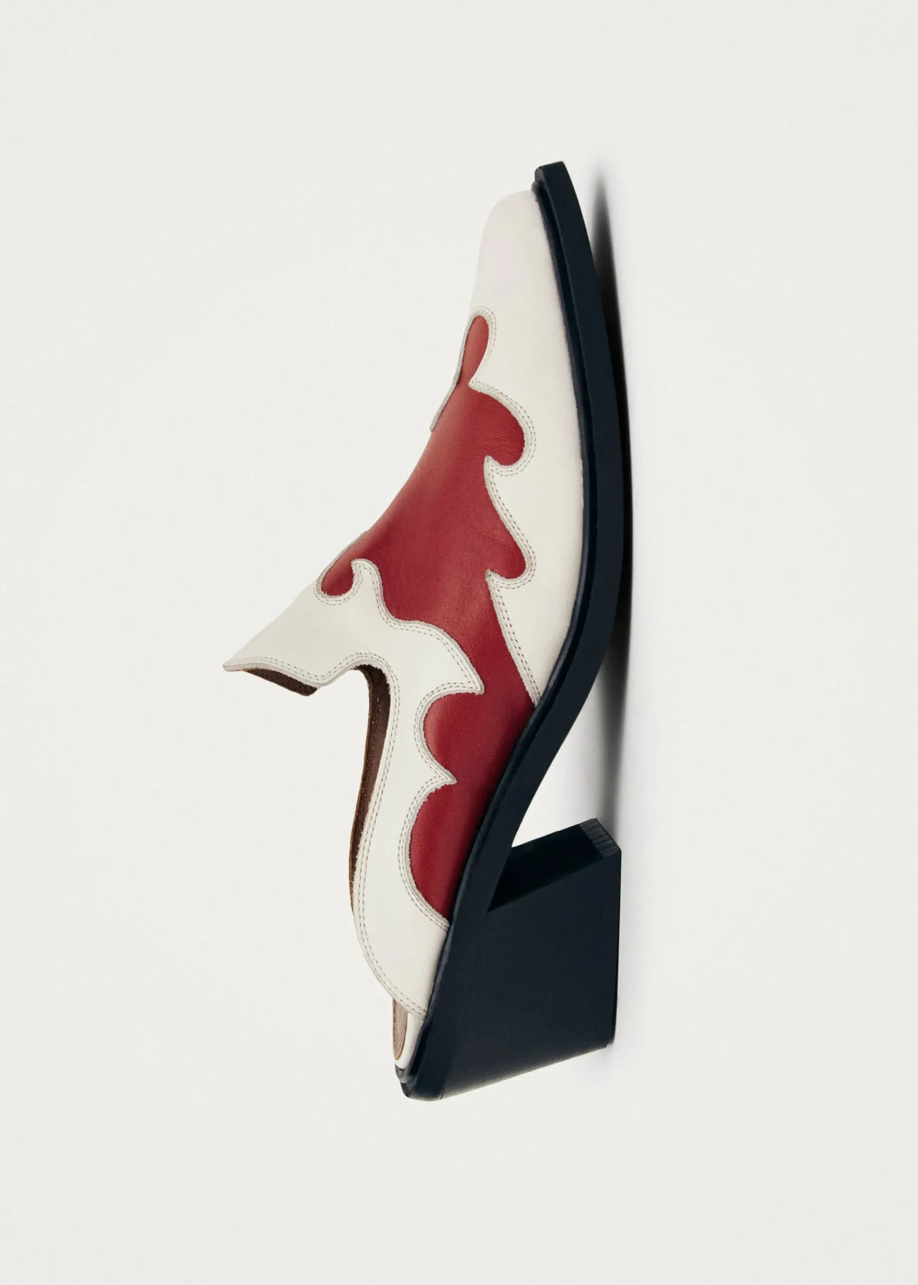 Weston Bicolor Cream Leather Mules|ALOHAS New