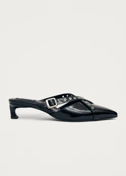 Zyra Onix Black Leather Mules|ALOHAS Online