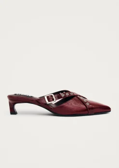 Zyra Onix Burgundy Leather Mules|ALOHAS Outlet