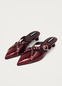 Zyra Onix Burgundy Leather Mules|ALOHAS Outlet